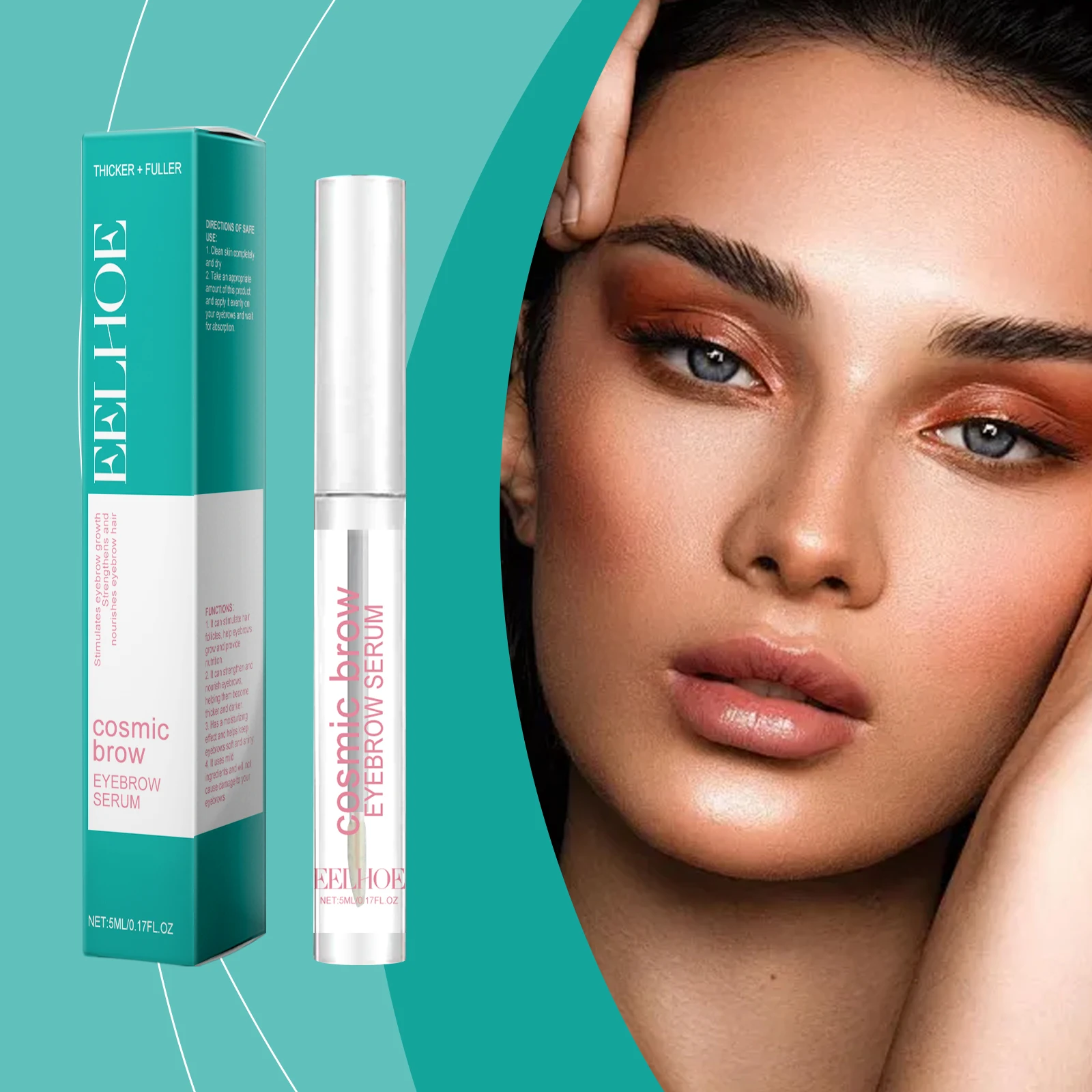 Siero per sopracciglia da 5 ml per la crescita Siero per sopracciglia naturale per sopracciglia più spesse Più lunghe Estensione sopracciglia più definita Allunga intensiva Nuovo