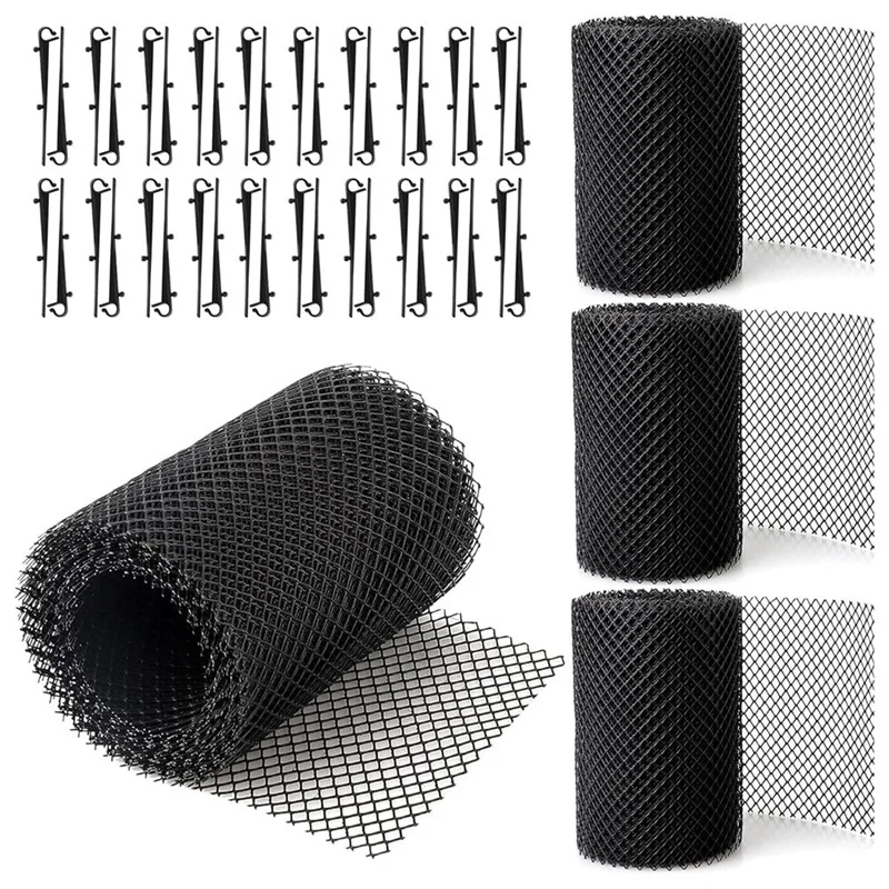 4Pack Gutter Guard Mesh Rolls 20 Feet Gutter Leaf Guards With 40 Clip Hooks, DIY Rain Gutter Covers Preventing Leaves