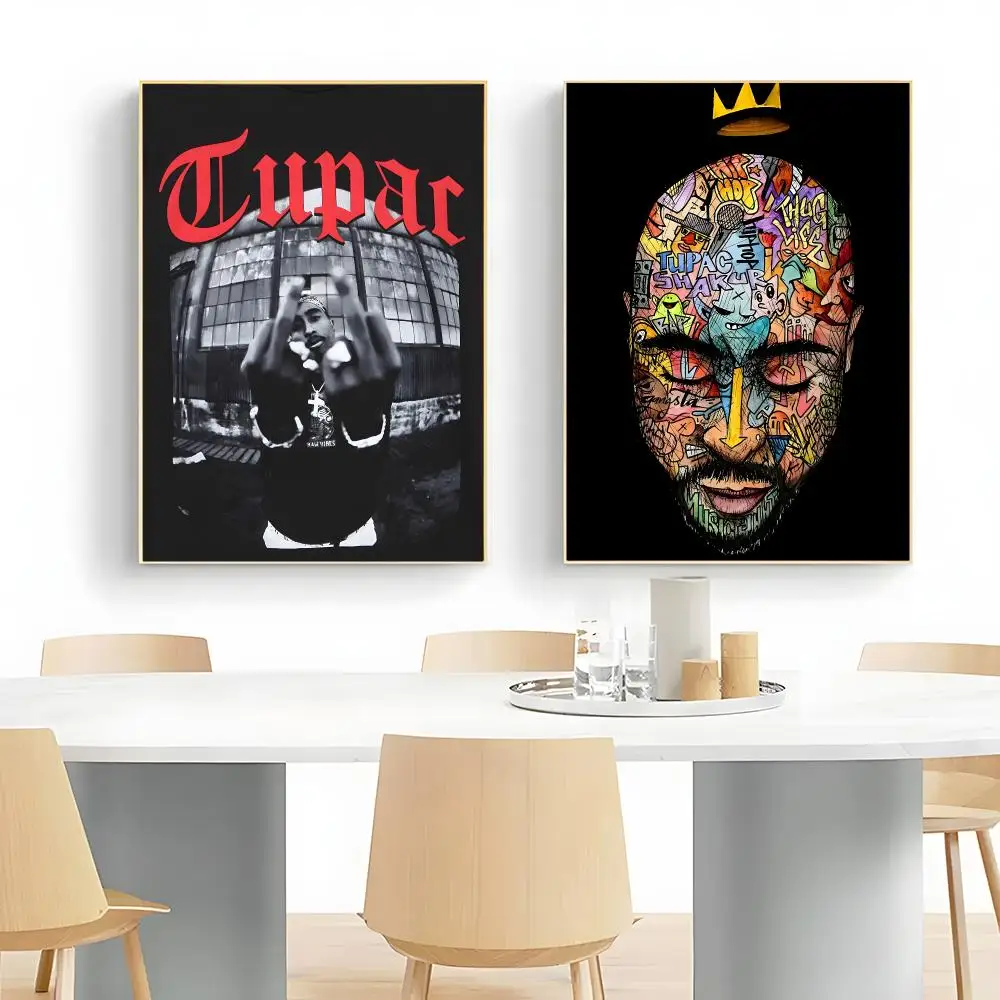 Rap Legend T-Tupac Shakur Poster Frameless Peel-and-Stick Removable Wall Art Print