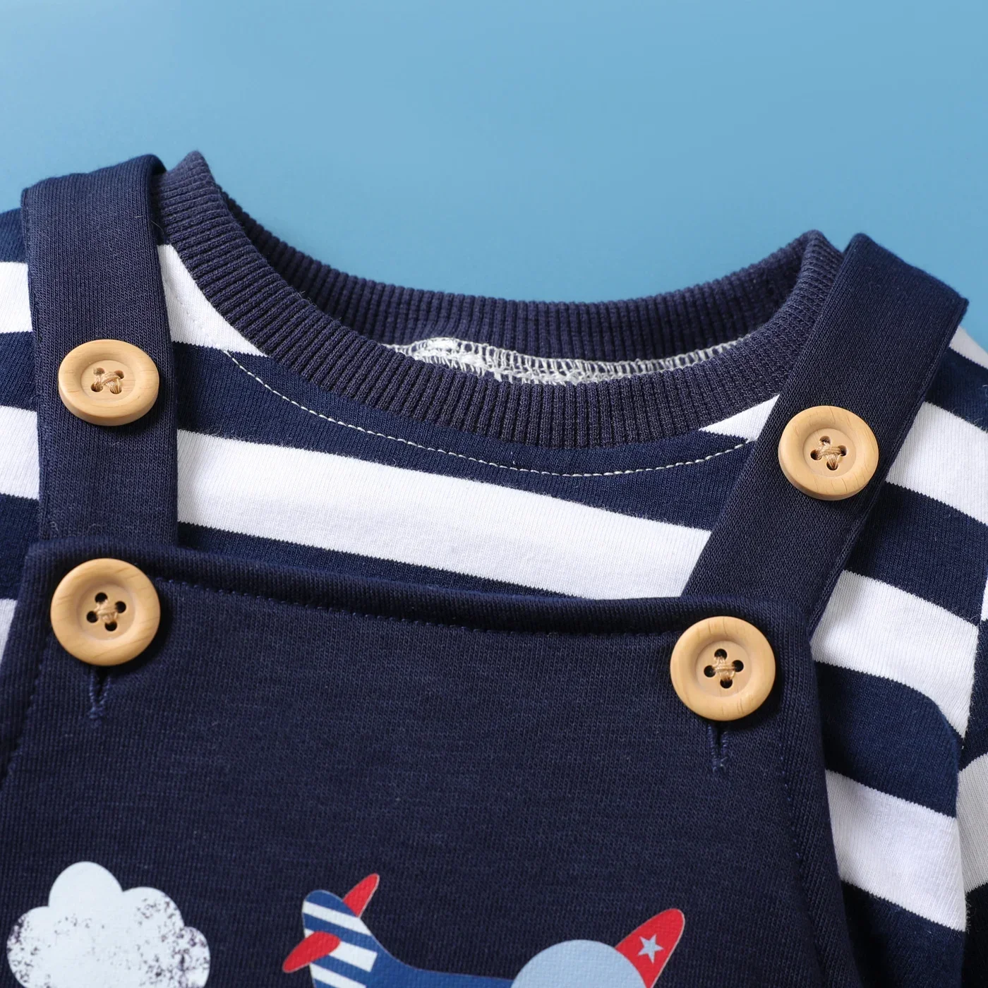 PatPat 2pcs Baby Boy Airplane Pattern Hanging Strap Set Soft and Comfortable  Perfect for Outings and Daily Wear Basic Style