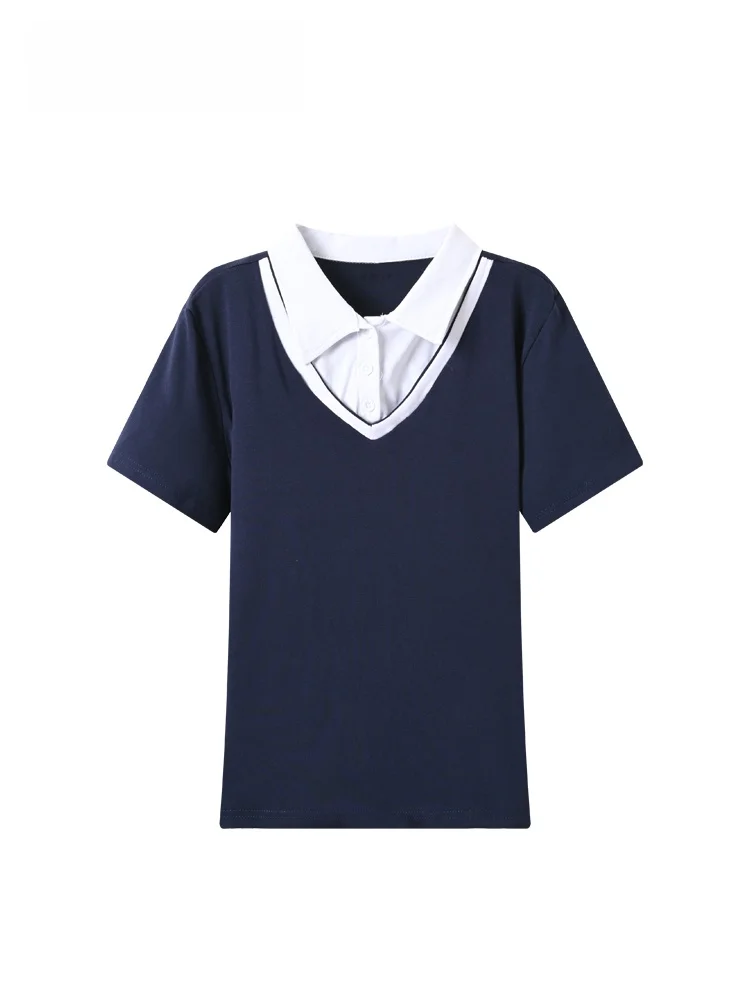 

plus Size Women's Short Sleeve T-Shirt Collar Casual Summer Fashion Korean Style Cotton Blend Regular Fit mid Length