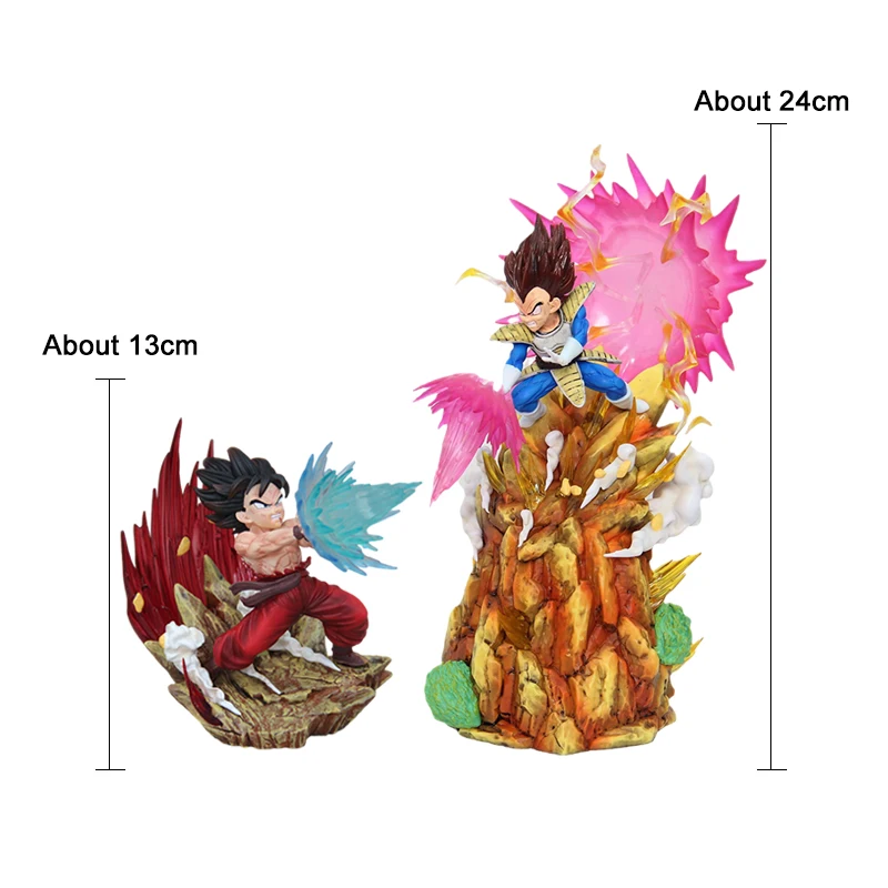 Dragon Ball Cartoon 13cm Son Goku Vs Vegeta 24cm Kaiouken Kakarotto Anime Figures Kamehameha Figurine Doll Statue Model Toy Gift