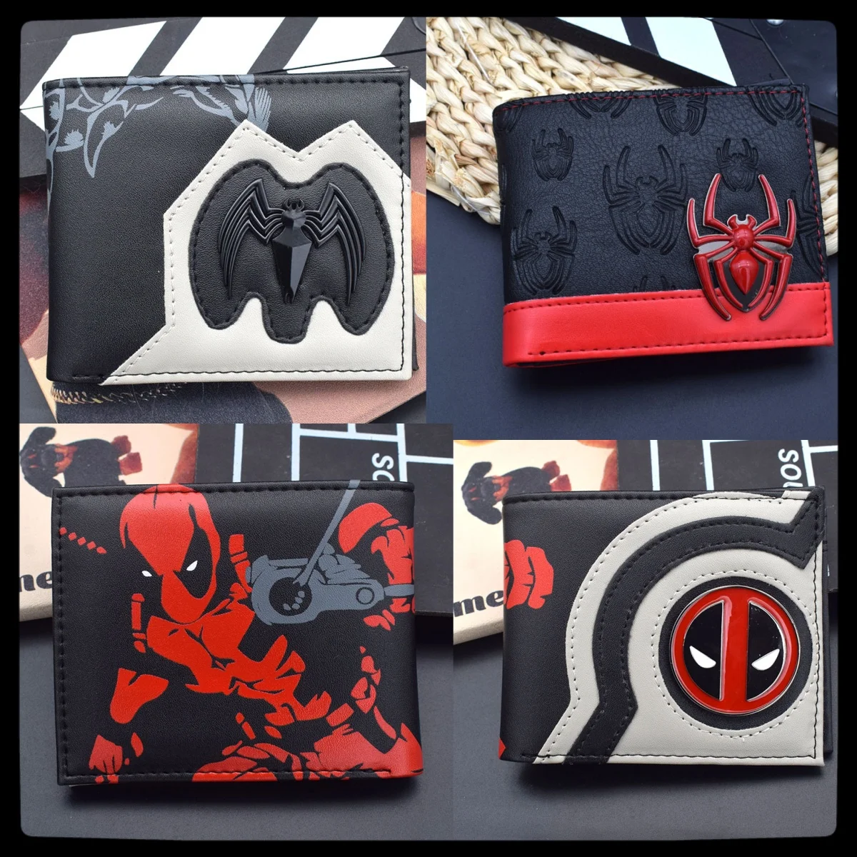 Периферийные устройства в стиле аниме «Человек-паук», Мстители Venom Deadpool 3, кошелек с героями мультфильмов, мужской кошелек из искусственной кожи с несколькими слотами для карт, подарок на день рождения