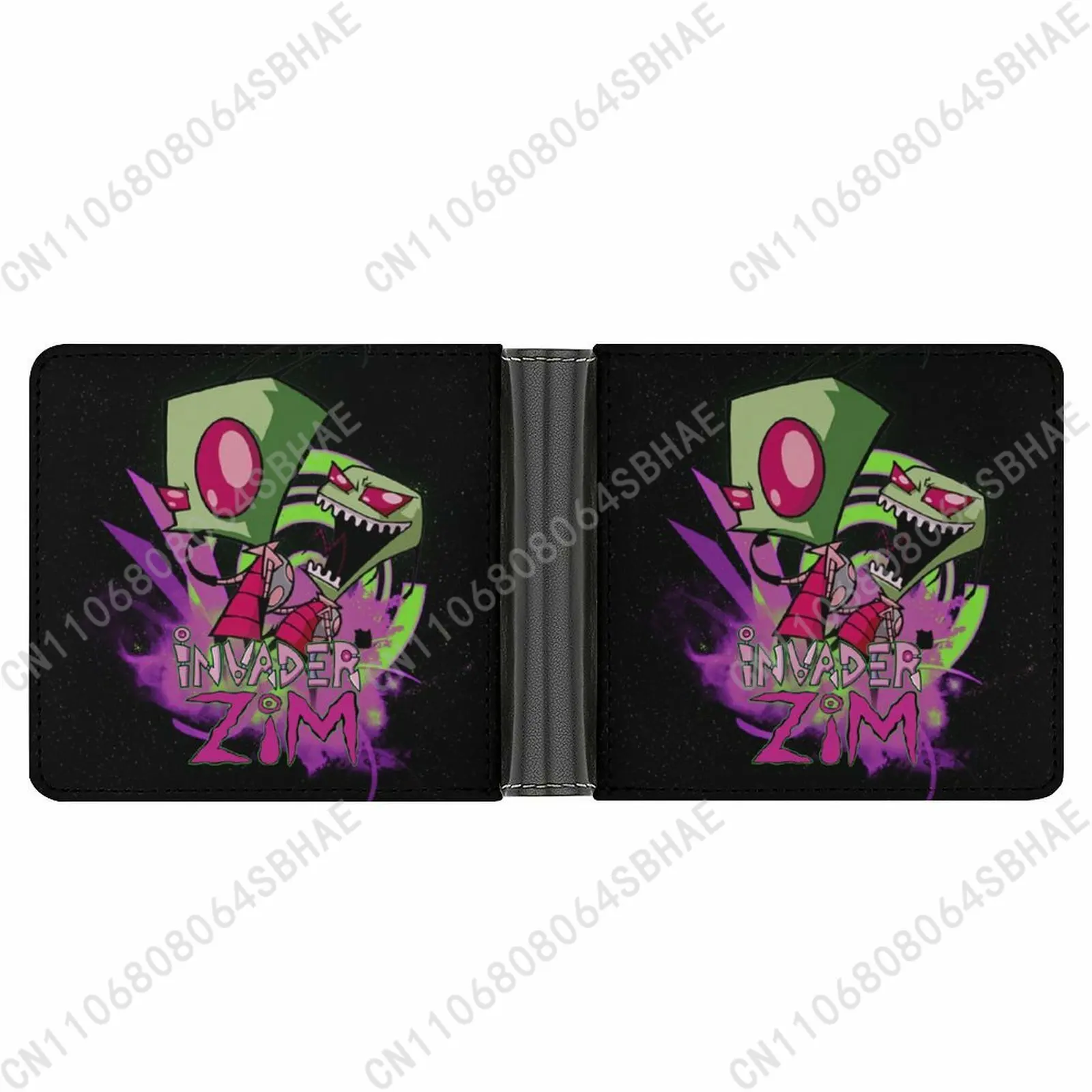

Zim Invader Trendy Leather Wallet Teenage Girls Boys Personalized Slim Credit Card Holder Small Purse School Daily Use