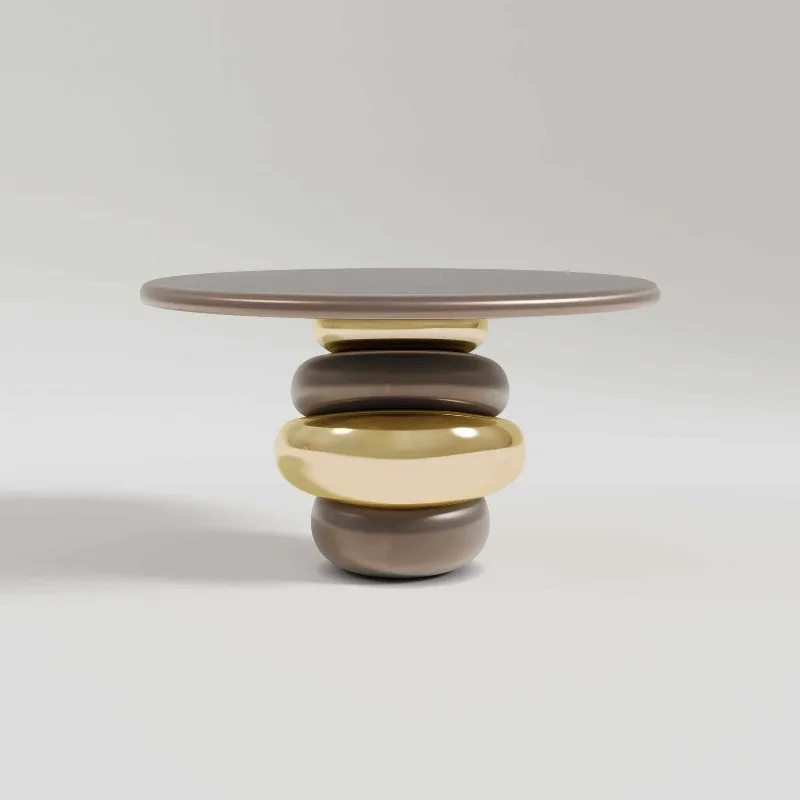 

Nordic modern designer creative light luxury minimalist stainless steel art dining villa living room model room dining table