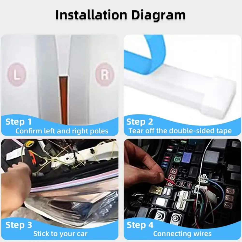 

Энергосберегающие светодиодные фонари, суперъяркие светодиодные ленты для автомобильных фар, легкая установка, водонепроницаемые дневные ходовые огни для увеличения