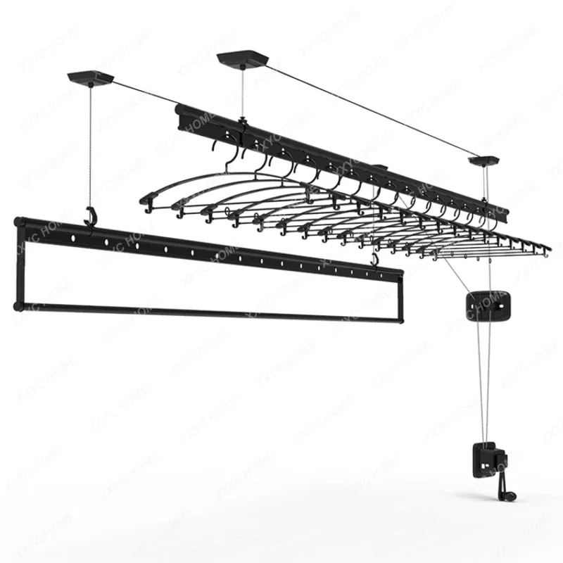 High Quality Three Pole Hand Operated Lift Balcony Ceiling Clothes Drying Rack Hanger