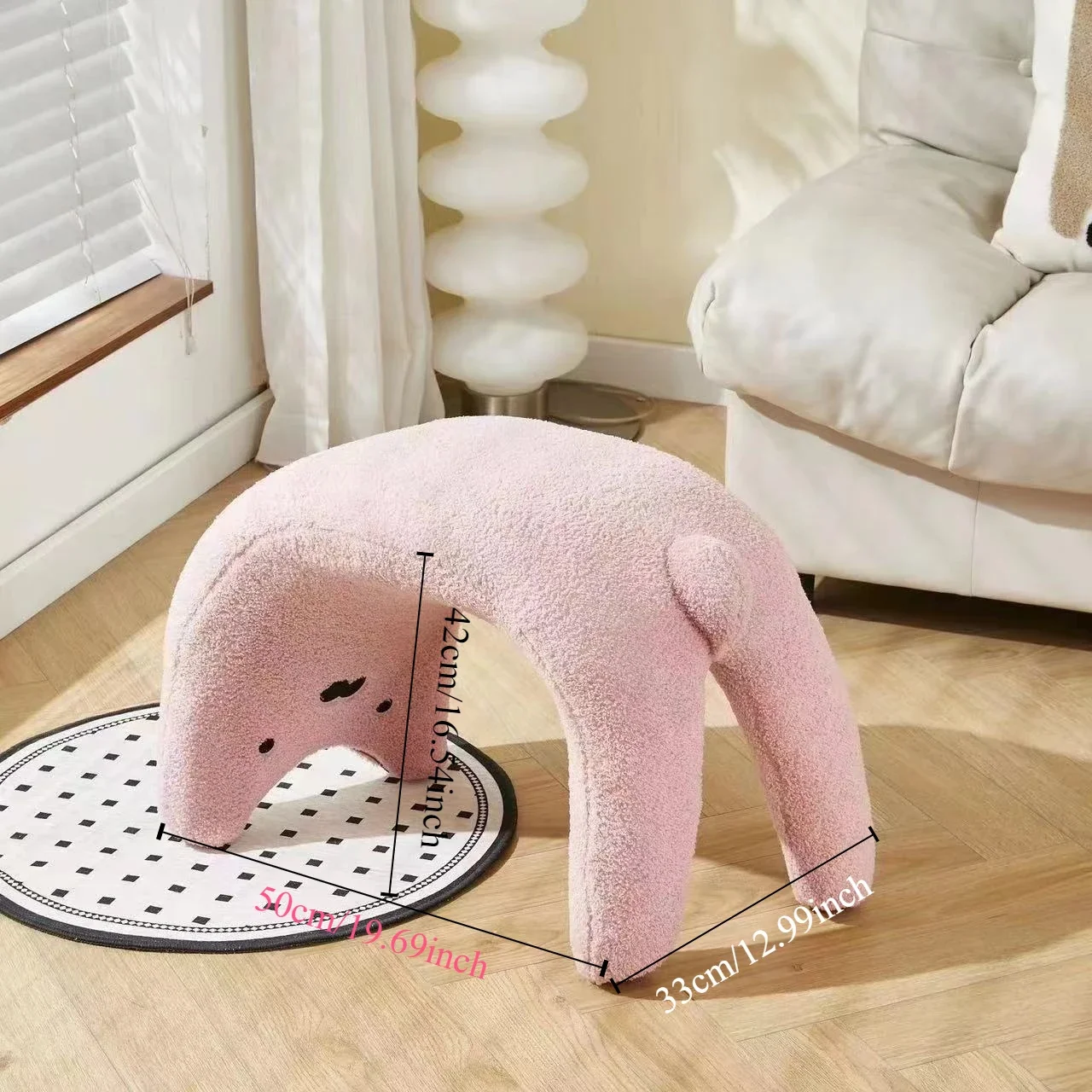 Cat-Shaped Nordic Low Ottoman Shoe Changing Stool Soft Padded Dressing Stool for Living Room Bedroom Doorstep Home Furniture