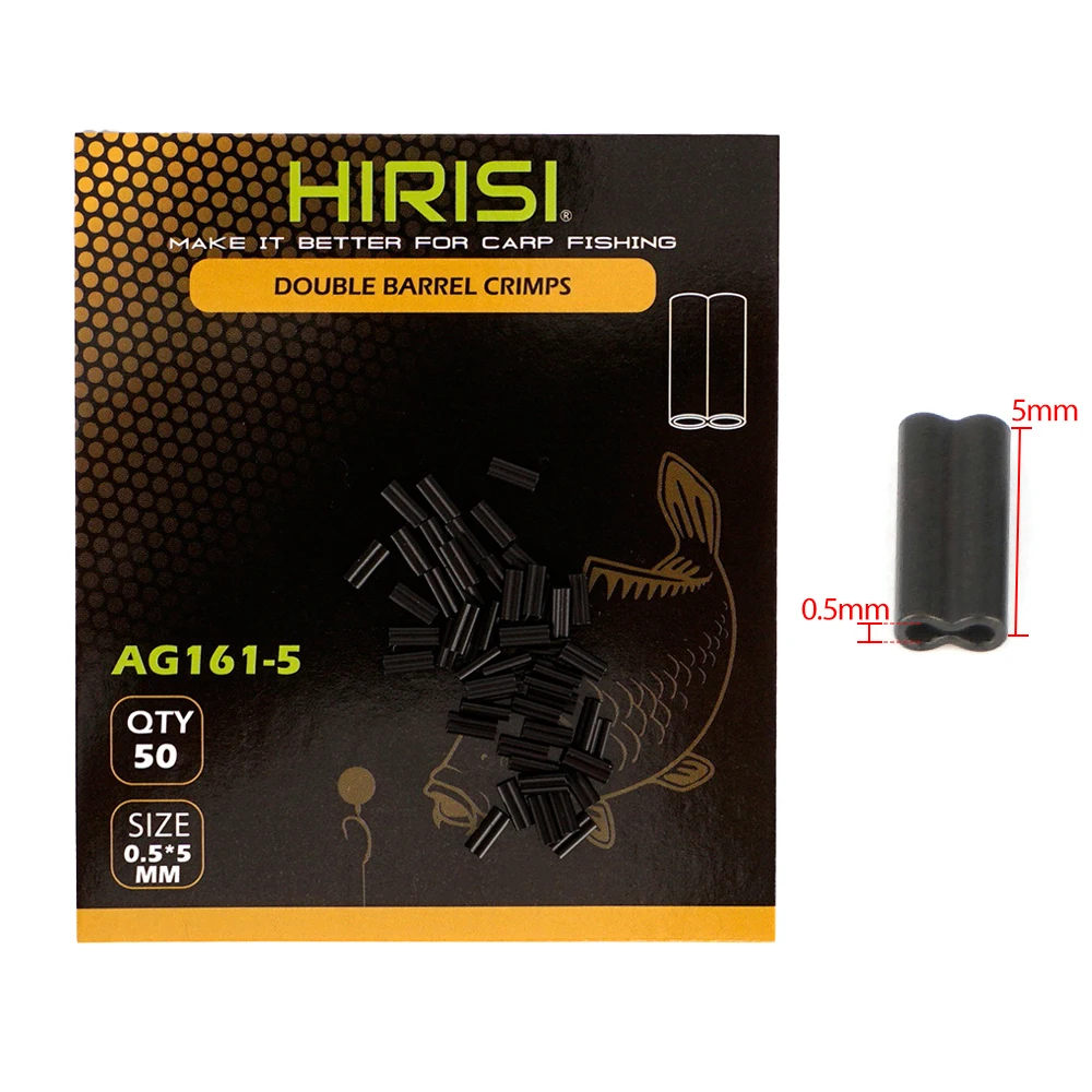 Hirisi 50 stuks dubbele koperen visbuizen – krimphulzen, visdraadpijpconnector, visaccessoires AG161