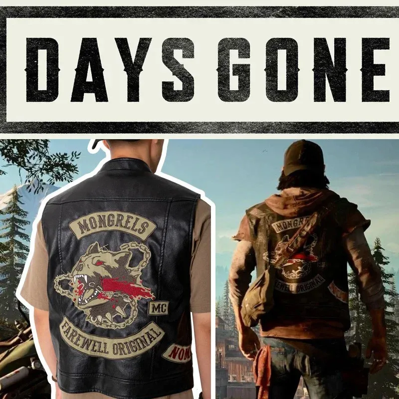 

qq 123Daysgone Deacon St John жилет для косплея черный повседневный жилет из искусственной кожи с вышивкой