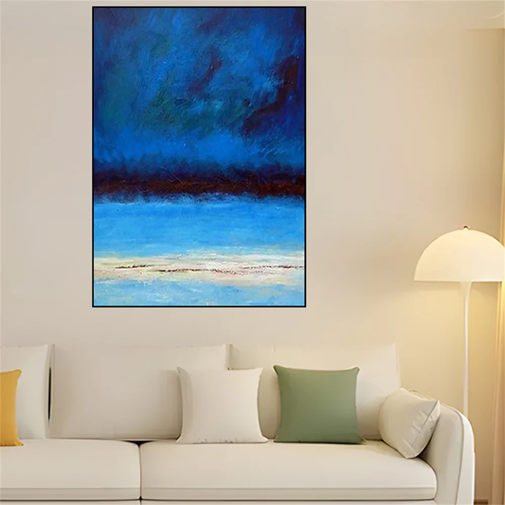 

Hand-Painted Abstract Oil Painting On Canvas New Design Blue Picture For Living Room Home Decor Poster Color Wall Art Pendant