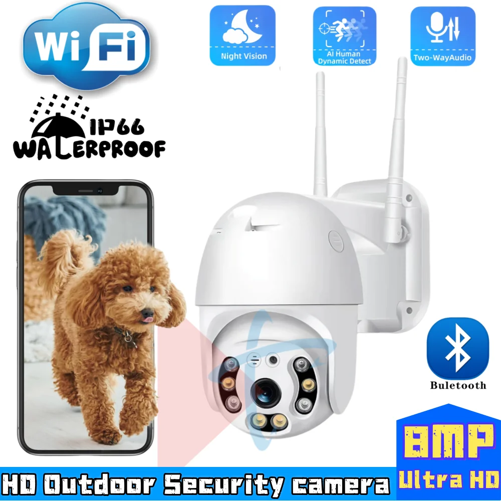 V380 Pro Security Camera 4K 8MP Ultra HD WIFI PTZ Dual Light Surveillance Camera Outdoor Wireless WIFI Smart Net Camera V380PRO