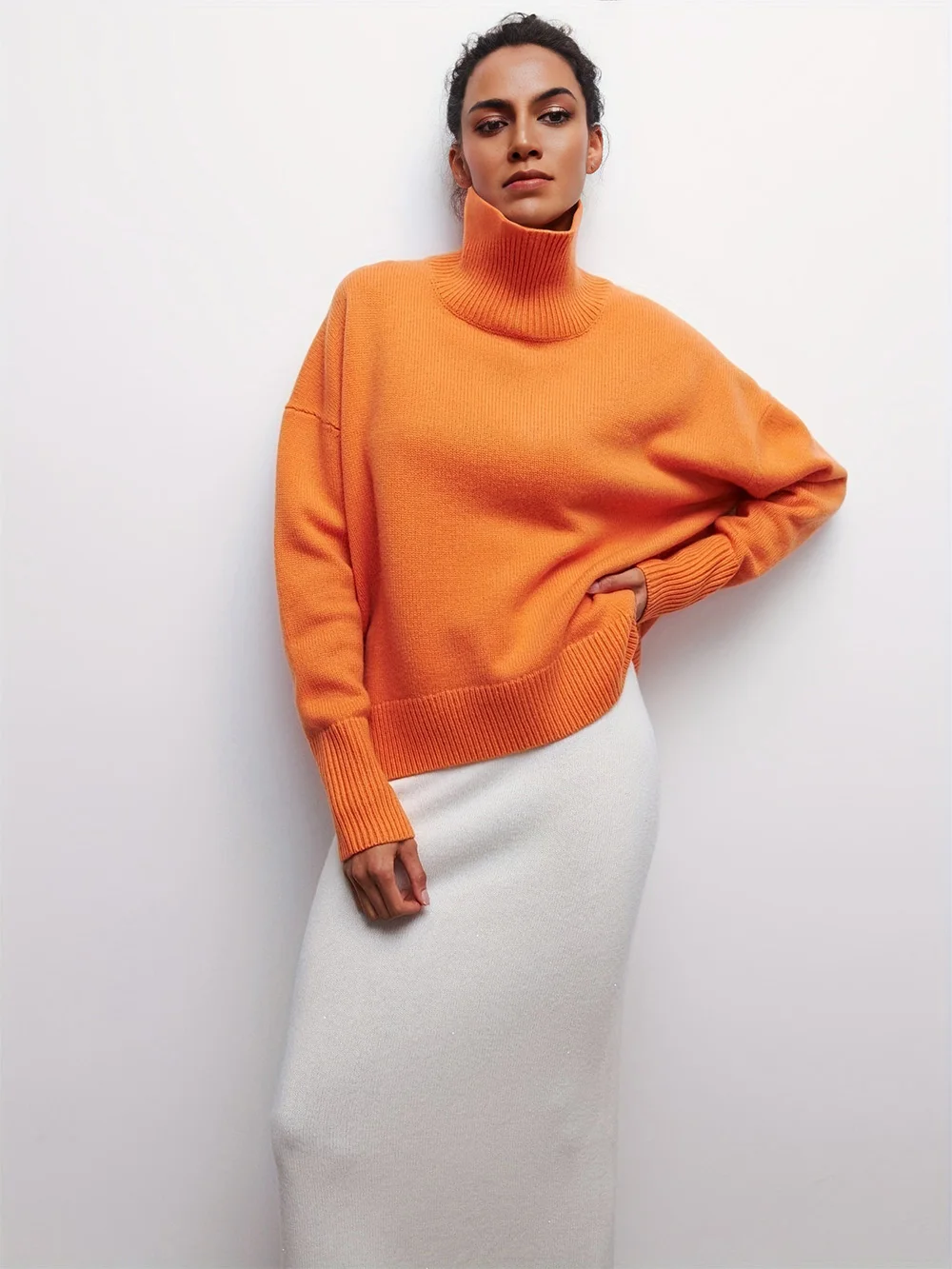 Wixra 2023 Autumn Winter Women\'s Sweater Pullover Basic Turtleneck Oversize Jumper Knitted Sweaters for Women