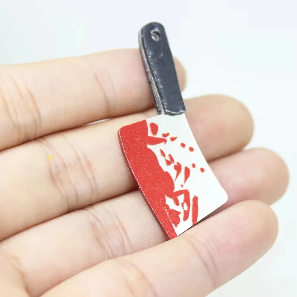 8Pcs/Lot Charm Acrylic Halloween Blood Knife Pendant For Earring Bracelet Keychain Diy Jewlery Findings