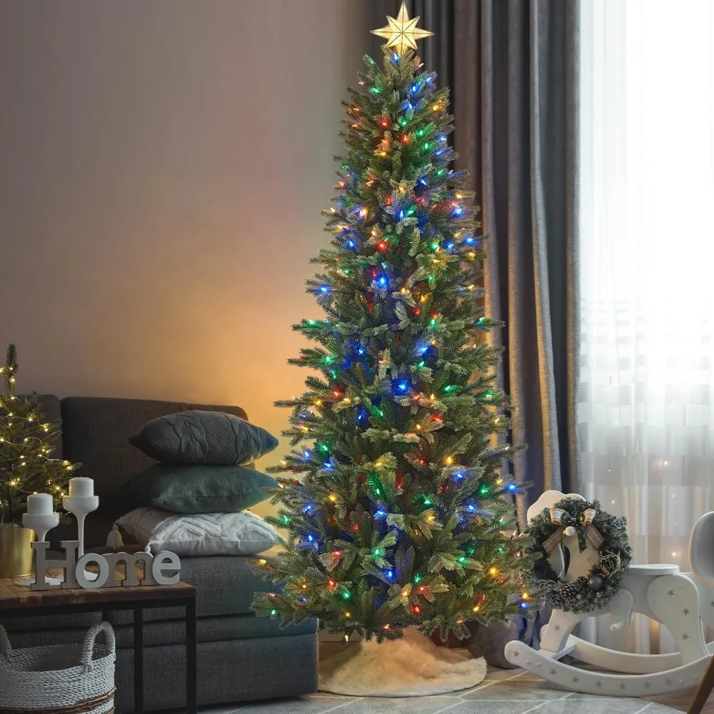 7.5 ft Pre-Lit Christmas Tree, Churchill Pine Artificial Christmas Tree with 400 Color Changing LEDs