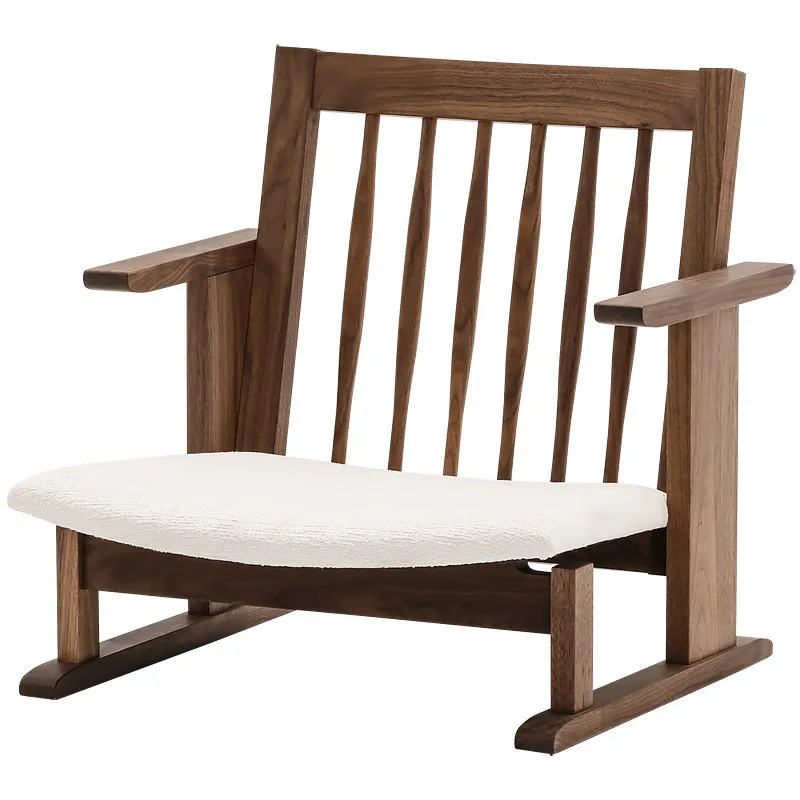 Solid wood low tea chair backrest chair Nordic retro homestay new Chinese tatami chair