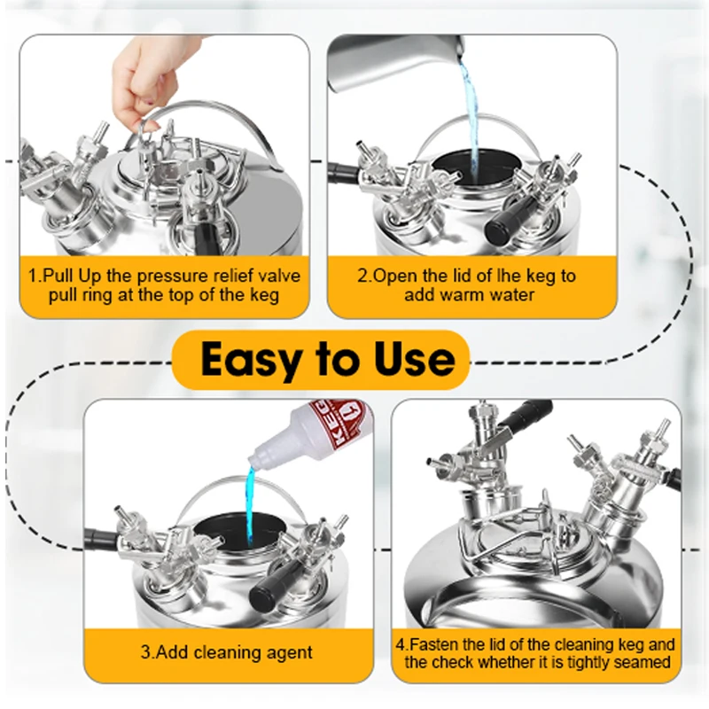 2헤드 맥주 세척 케그, 2.5갤런/10리터 맥주 라인 세척 키트 세척 케그, A/G/S/D 타입 맥주 케그 스피어 선택 가능, 홈브루 키트