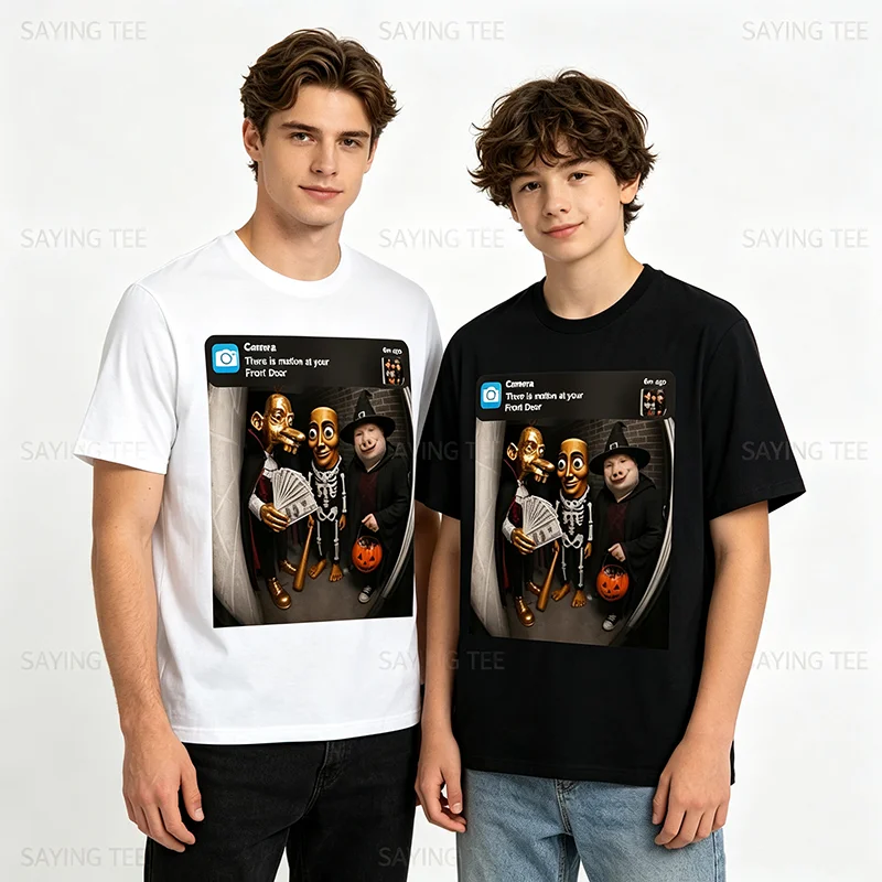 Tung Sahur Neegy Meme Doorbell John Pork Halloween-Kostüm Premium Weiches Baumwoll-T-Shirt Y2k Joke Brainrot Crew Persönlichkeitskleidung – Detail 5