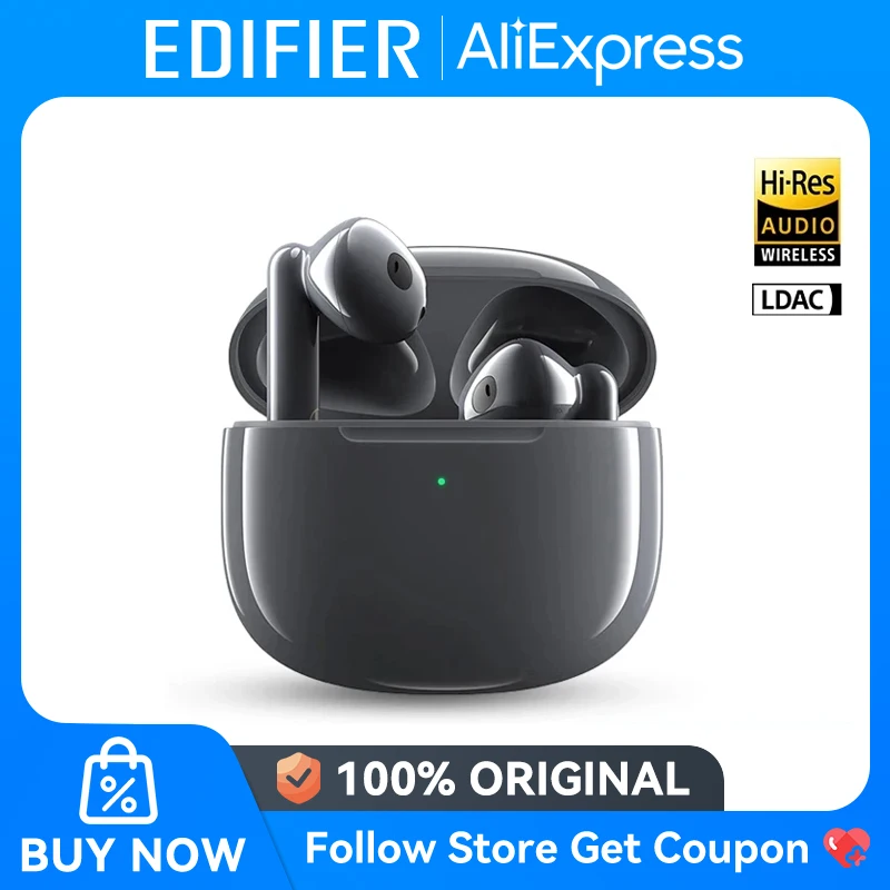 Edifier W320TN TWS ANC Bluetooth Earbuds Hi-Res Wireless BT 5.3 True Active Noise Cancellation Earphone Ip54 Waterproof with Mic