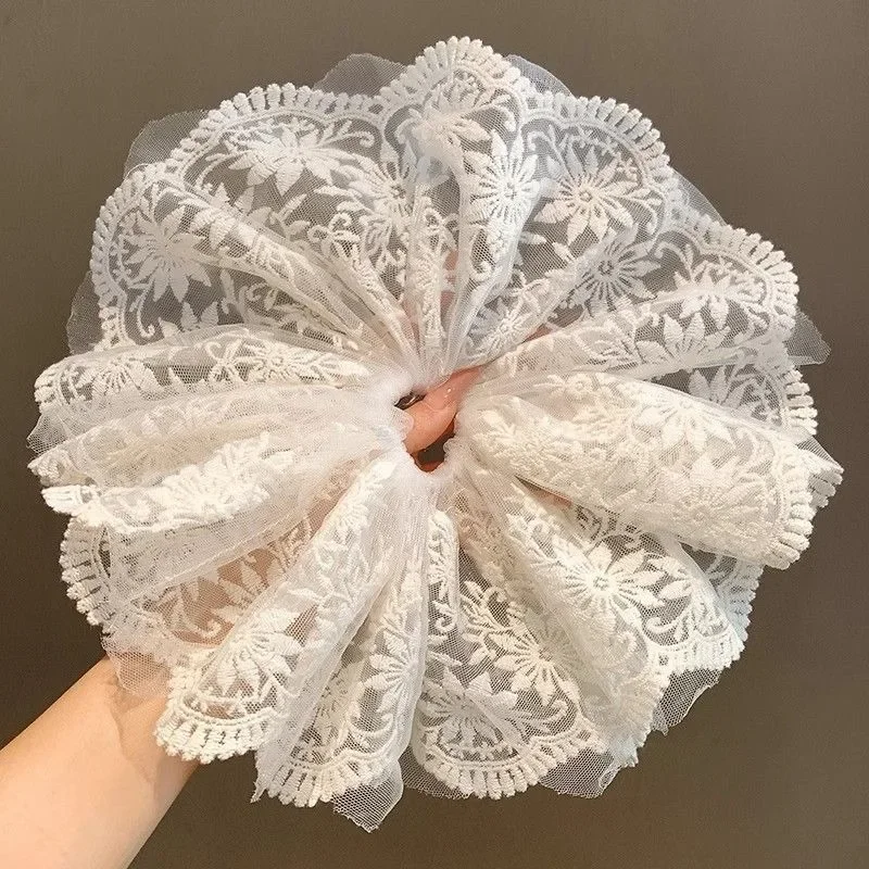 

Sheer Lace Hair Accessory, Handmade High Elasticity Bun Shaper, Princess Style Hair Tie for Low Ponytail, Delicate Design