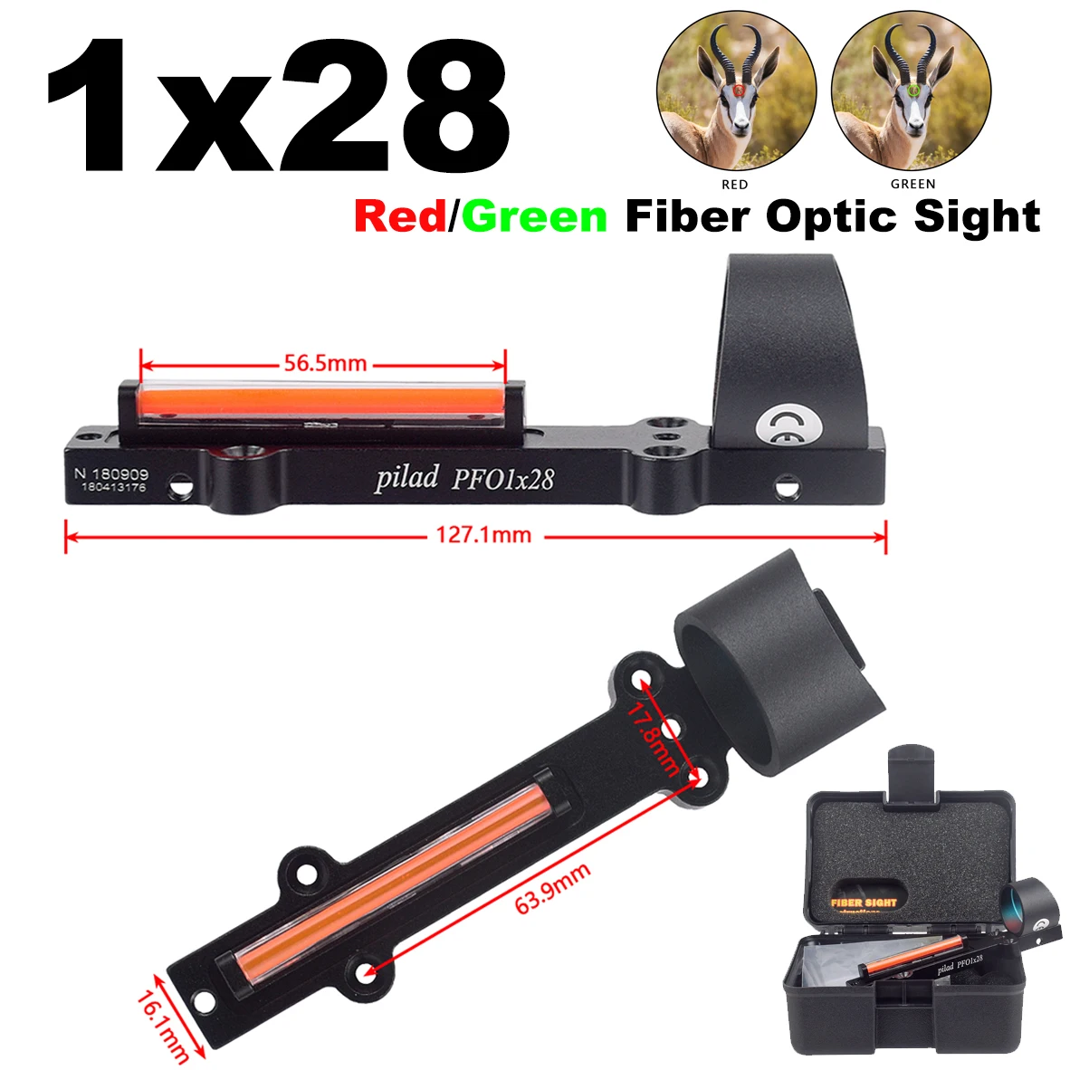 

Red and Green Fiber 1x28 Red Dot Sight Hunting Light weight Scope Fit Shotguns Rib Rail Hunting Shooting Holographic Sight
