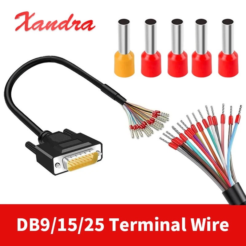Cable conector serie DB9 DB15 DB25 con Terminal 26AWG Cable de enchufe macho hembra de grado Industrial 9 pines 15 25 pines Cable de puerto paralelo