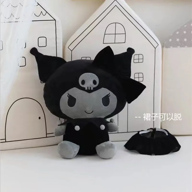 Sanrio Новинка кавайная черная плюшевая игрушка Kuromi Маленький Дьявол 30 см мягкая мультяшная анимационная Подушка декоративная подушка подарок для детей