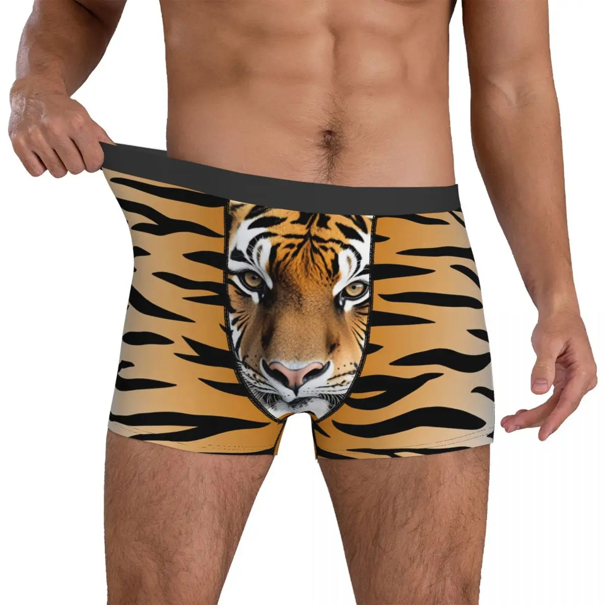 

Шорты с изображением тигра, трусы, нижнее белье, качественные мужские новые трусы большого размера с принтом на багажнике