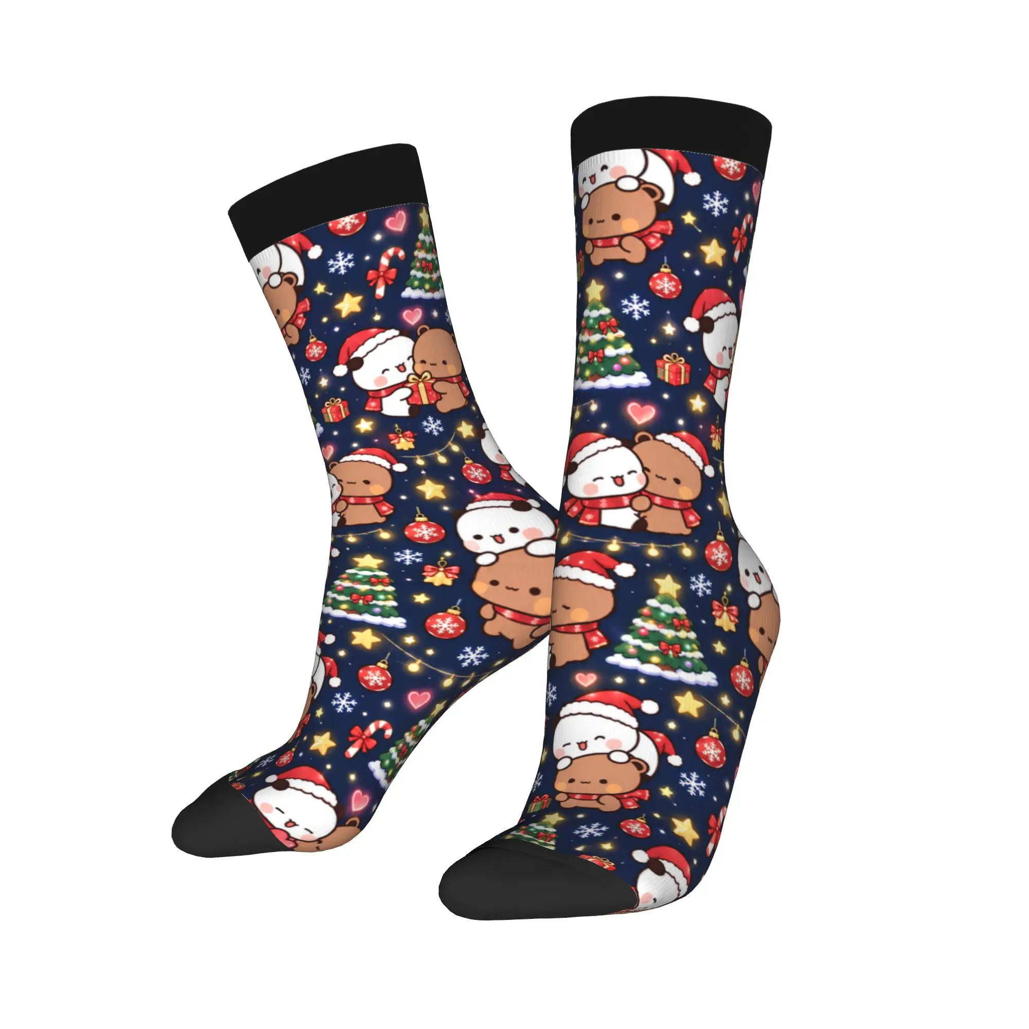 Bubu And Dudu Christmas Night Print Stockings  Printed Vintage Socks Autumn Non Skid Socks Men Cycling Medium Soft Socks