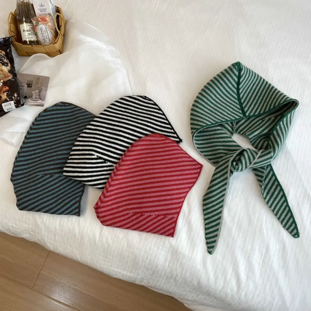 النسخة الكورية مخطط وشاح قبعة محبوك الدافئة غزل الصوف مقنعين قبعة الرقبة أدفأ يندبروف شال الرقبة قبعة الأنشطة في الهواء الطلق