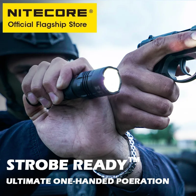 NITECORE P22R Tactical Flashlight USB-C Rechargeable Direct Charge 1800 Lumens Military Self-defense Torch Light, 18650 Battery