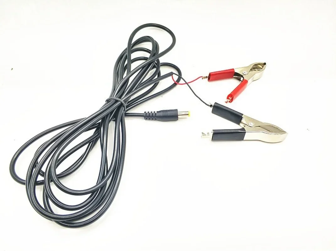 3 meters long DC battery clip cord male to alligator clip cord DC 12V 24V universal audio cable red and black clip