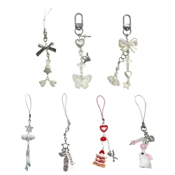 Elegant Star Beaded Cellphone Pendant Keychain Fashionable Accessory Attractive Keyring for Stylish Individuals