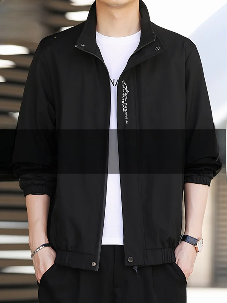 

Повседневная мужская куртка с воротником-стойкой, осень-зима, новая корейская версия, модная универсальная верхняя одежда для среднего и старшего возраста...