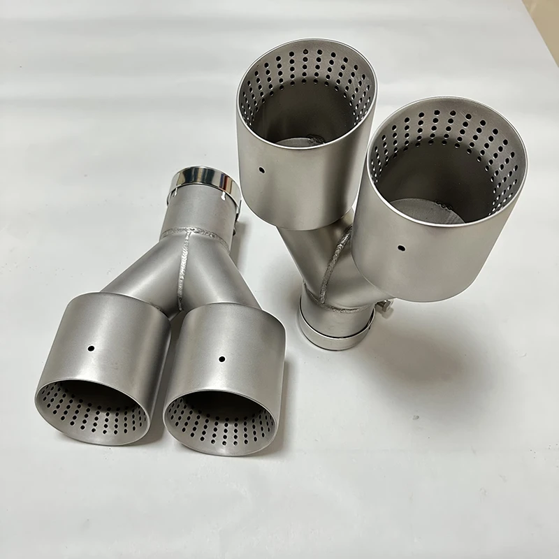 1pcs car accessories Exhaust pipe Stainless steel sandblasted tail throat silencer Y type double outlet flush large caliber