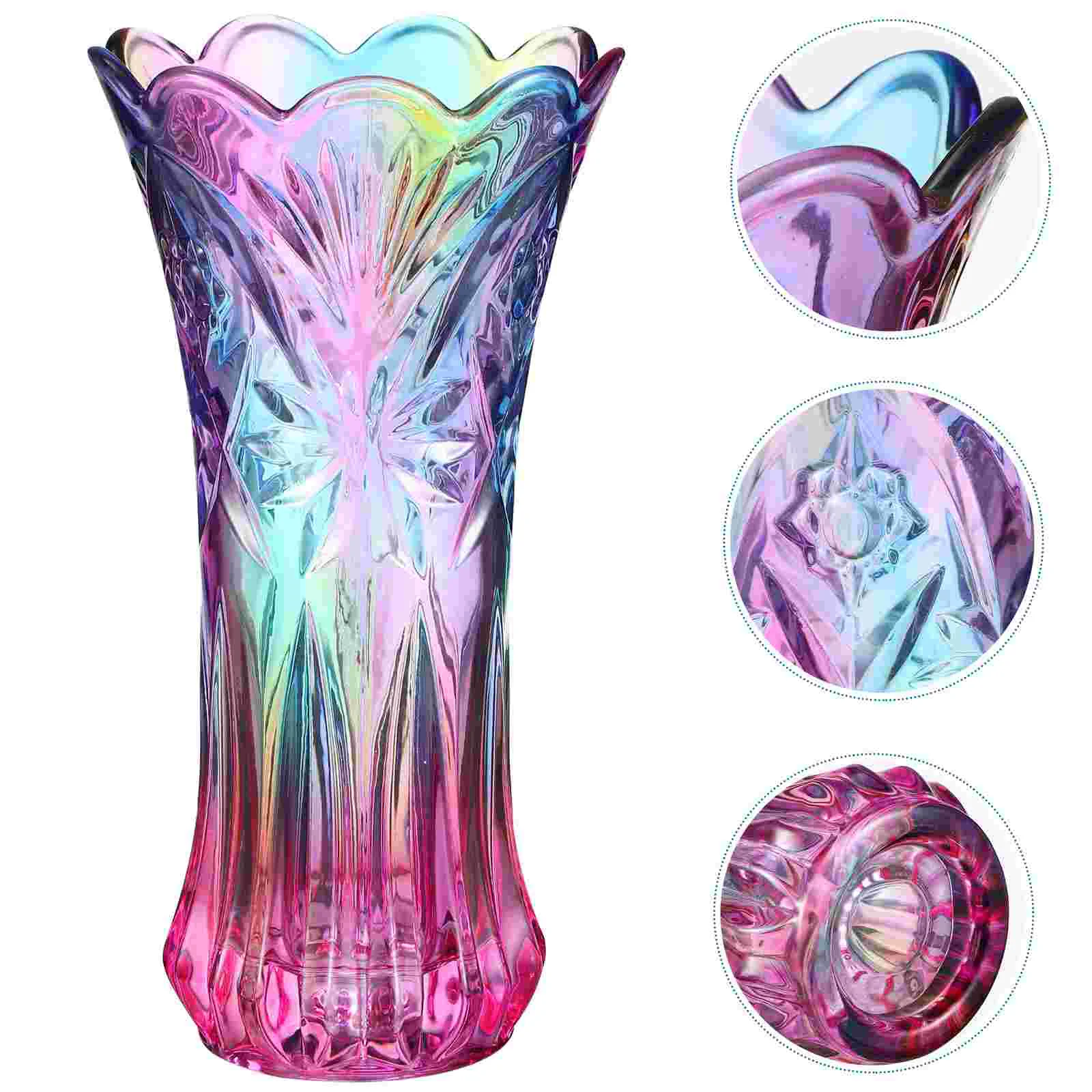 

Colorful Vase Vintage Decor Decorative Desktop for Home Decorate Glass Flower and Plant Container