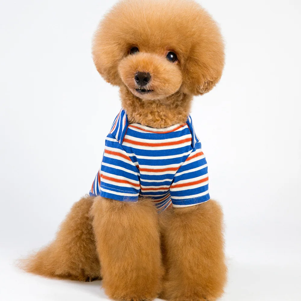 Pet Dog Clothes Stripe Undercoat Teddy Fadou Clothes Dog T-shirt Shirt Short Sleeve