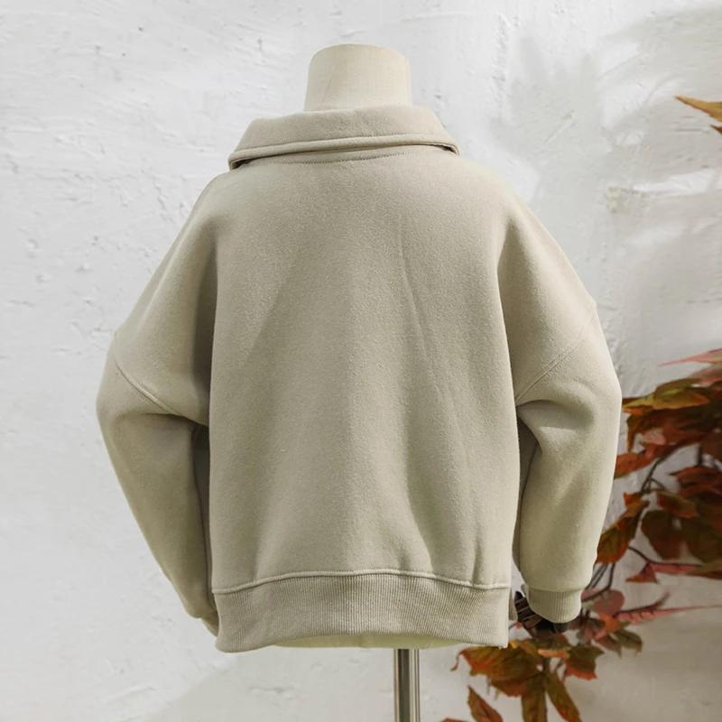 Kinder kleidung Jungen und Mädchen Baumwolle Plüsch warme Sweatshirts Herbst Winter neue Kinder Revers lässig lose Langarm pullover – Detail 21