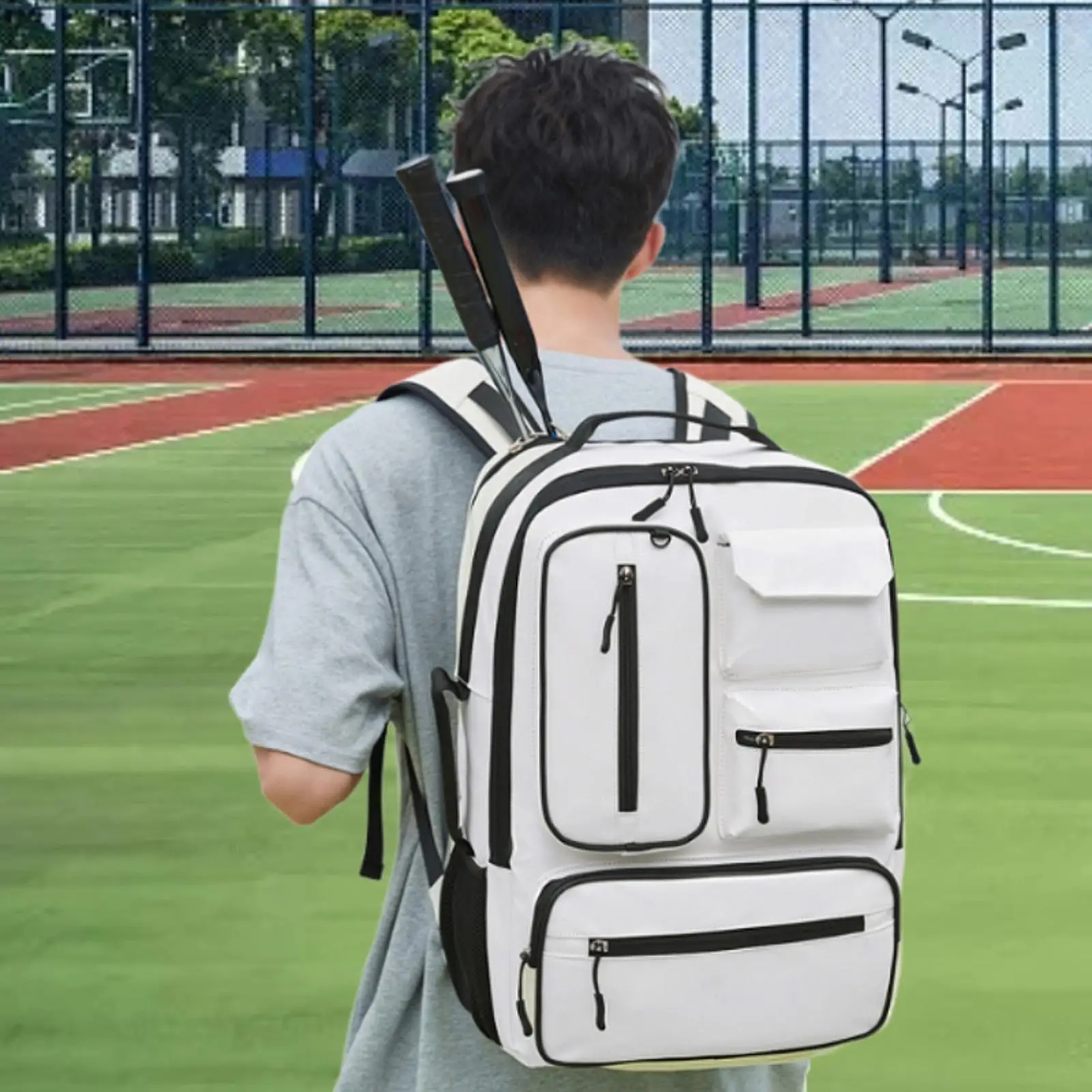 

Badminton Backpack Tennis Backpack with Shoe Compartment Multifunctional Racquet Bag Racket Bag for Badminton Squash Racquets