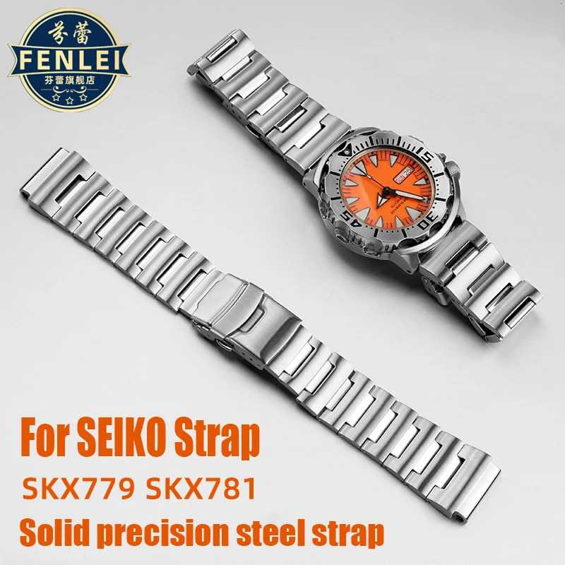 

For Seiko No. 5 Water Ghost Little Monster Strap SRP307 313 SKX779 SKX781 Men‘s Solid Stainless Steel Watch band 20MM Bracelet