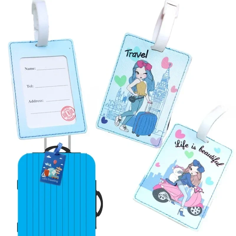 

1pc Cartoon Girls Luggage Tag Fashion Trolley Bag Suitcase Name ID Tag Card Travel Luggage Mark Tags for Women Girls