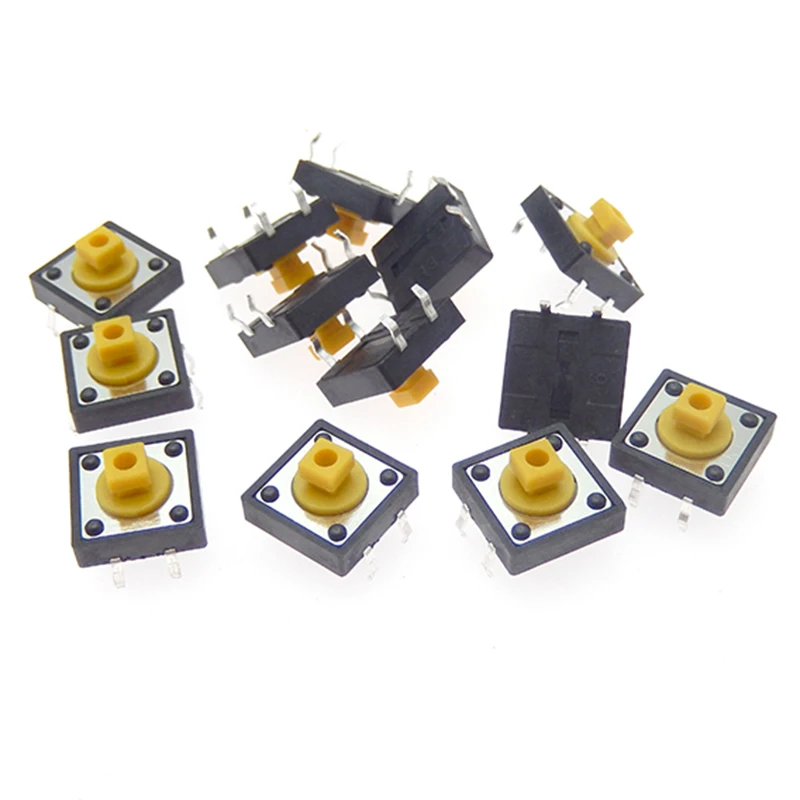 20Pcs B3F-4055 12x12x7.3 mm Tactile Switches Yellow Square Push Button Tact Switch 12*12*7.3 mm Micro switch