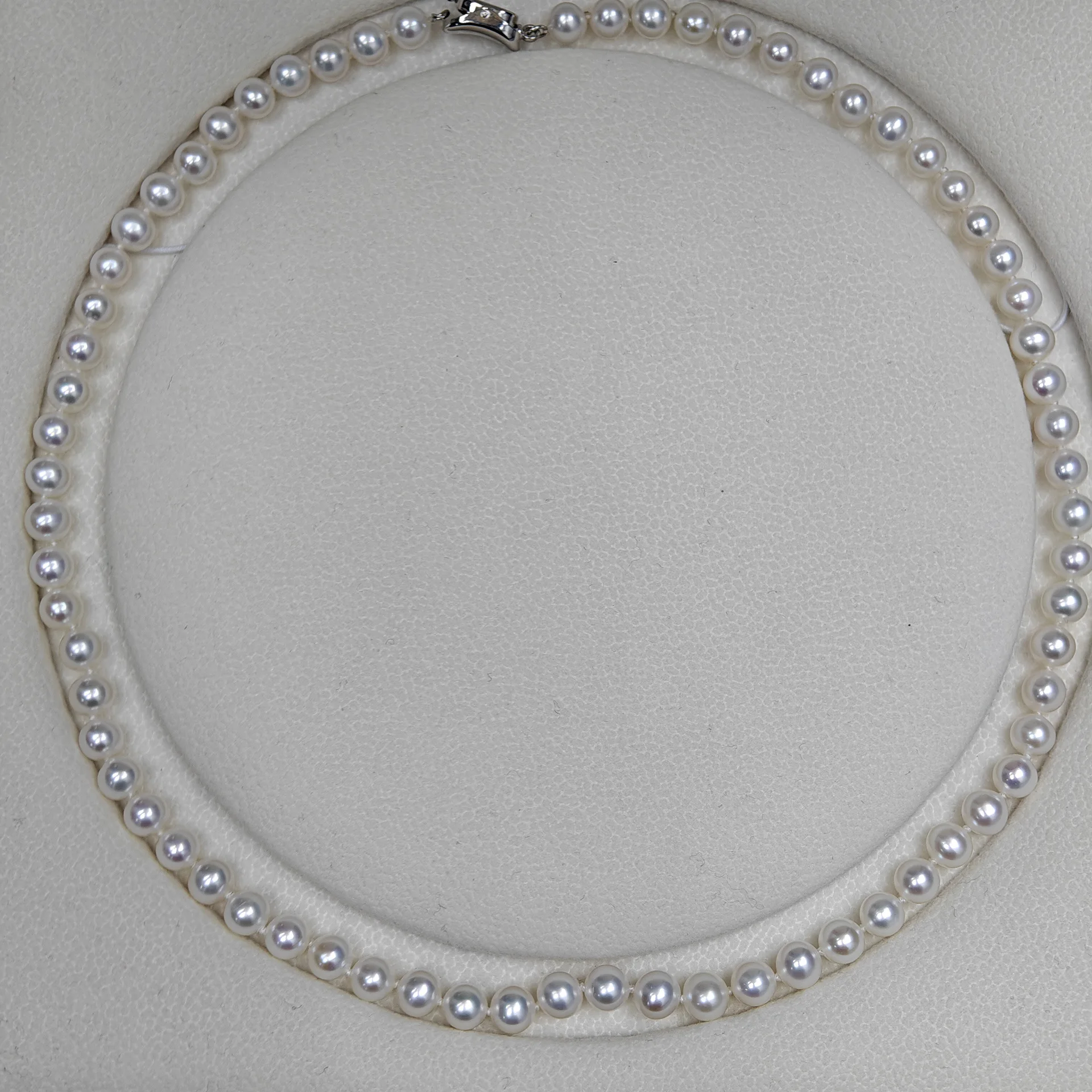 Cadena de cuentas de perlas de agua dulce, collar brillante redondo perfecto, joyería llamativa, gran oferta, 6-7mm