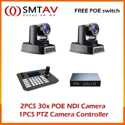 SMTAV-Cámara de transmisión de Iglesia, 2 piezas, POE, NDI, PTZ, 30X y 1 piezas, PTZ, compatible con ONVIF