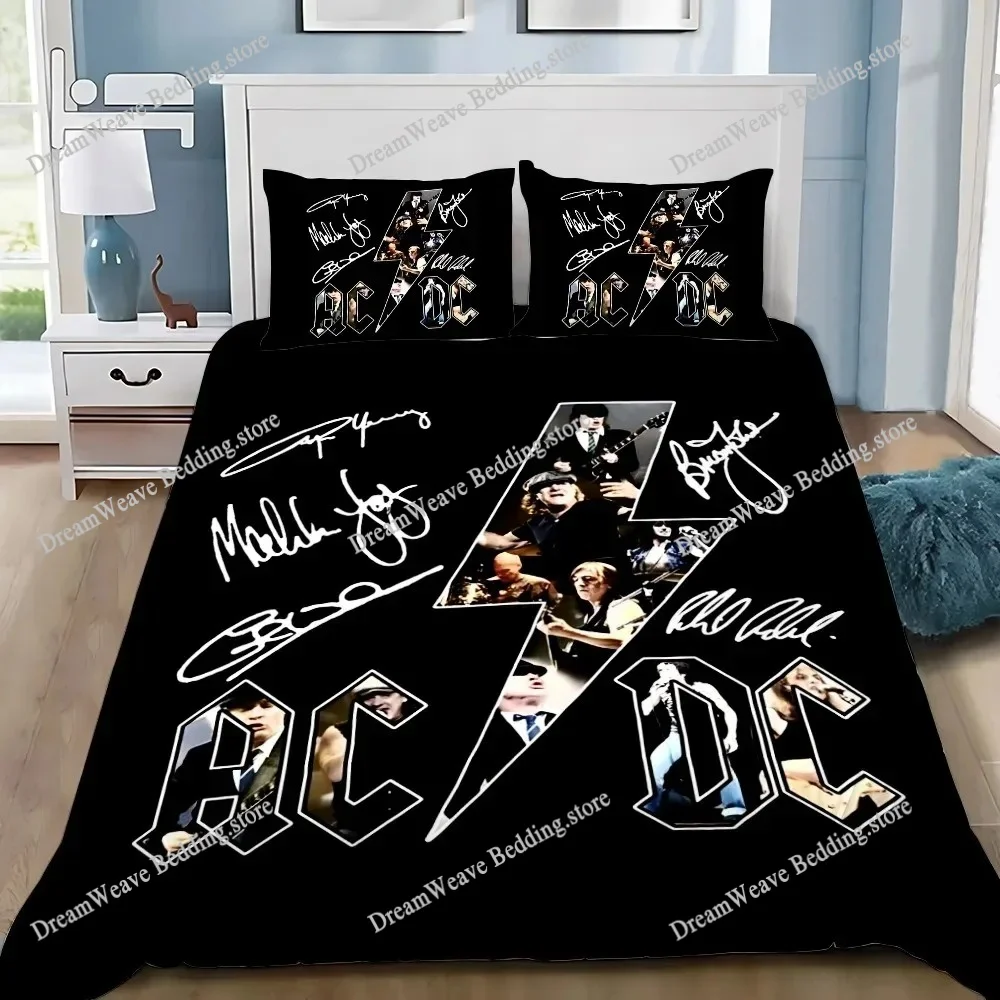 

Fashion AC/DC Rock Band Duvet Cover Pillowcase Bedding Set Adult Boy Girl Bedroom Decoration Single Double Large Size