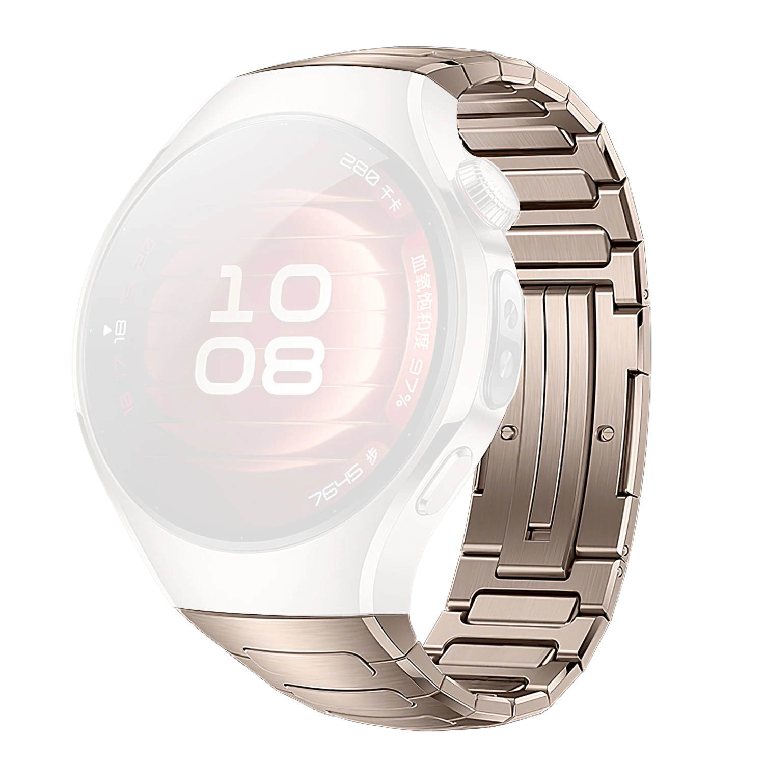 

For Huawei Watch 5 42mm Titanium Alloy Watch Band Metal Watch Strap with Folding Clasp - Gold