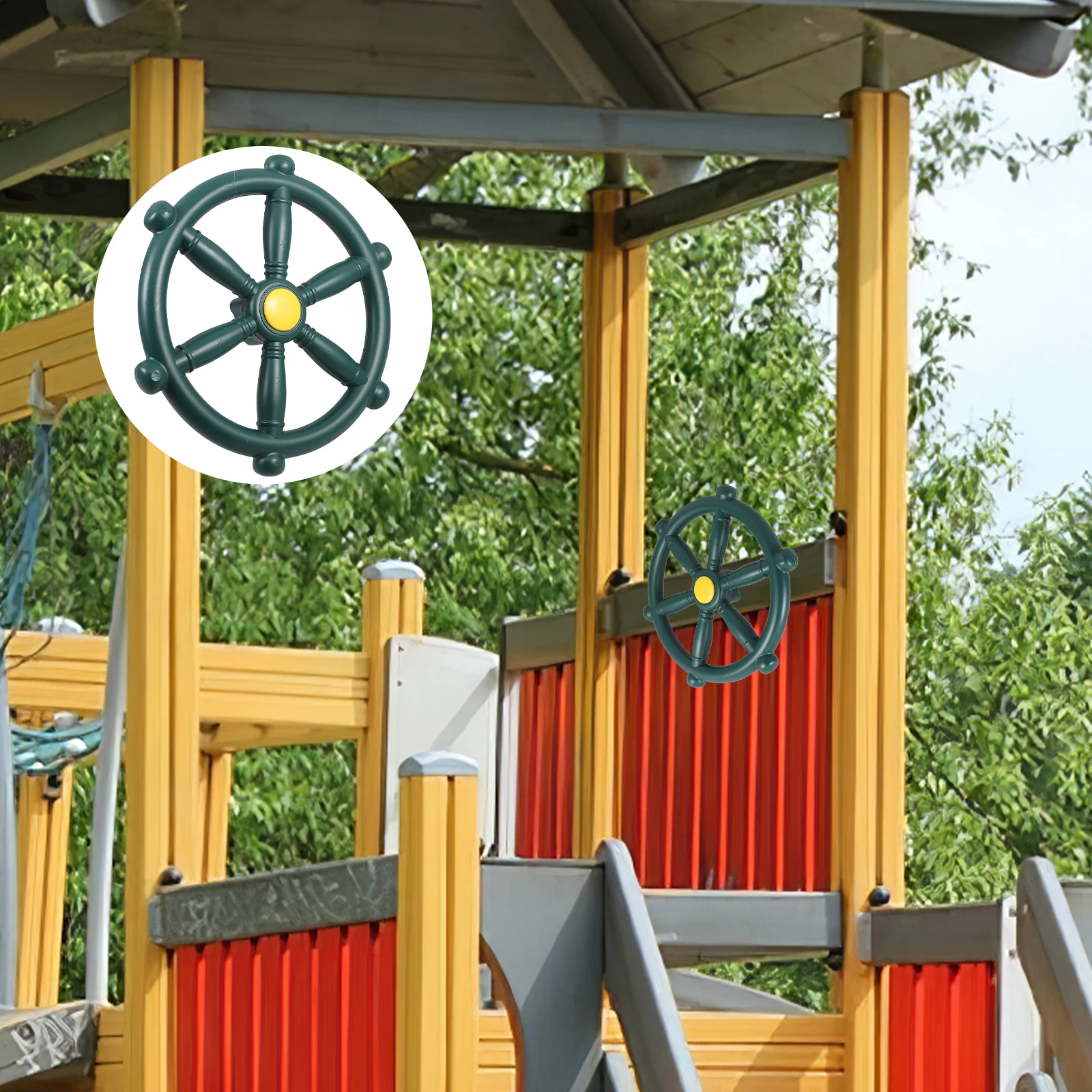 Pirate Ship Steering Wheel Sturdy Plastic Backyard Playset Swing Attachment Part Playground Game Wheel Outdoor Swing Supply