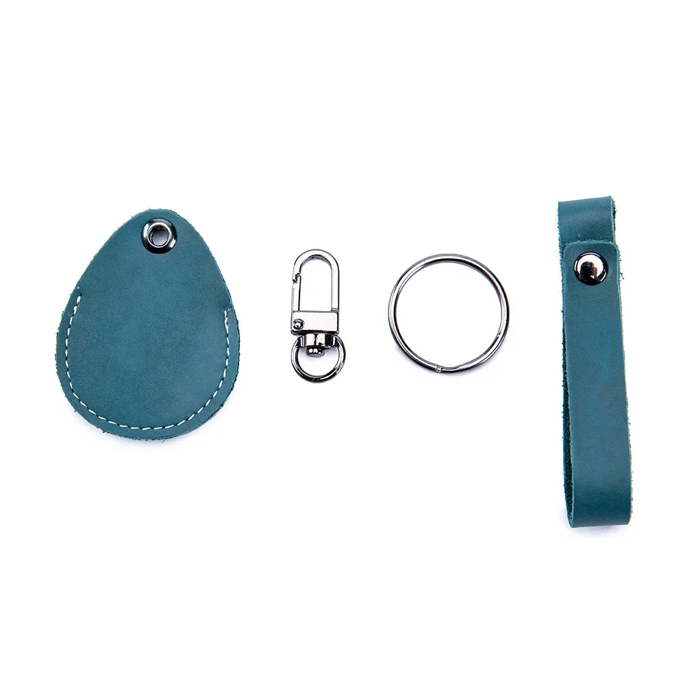 Cow Leather Card Holder Keychain Key Ring Door Lock Access Tags ID Card Case Keychain Access Card Bag Key Tag Ring