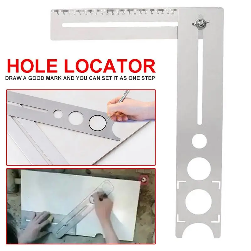 Stainless Steel Tile Hole Opener Locator Marking Hole Punching Positioning Ruler Ceramic Marble Glass Floor Drilling Hole Tools