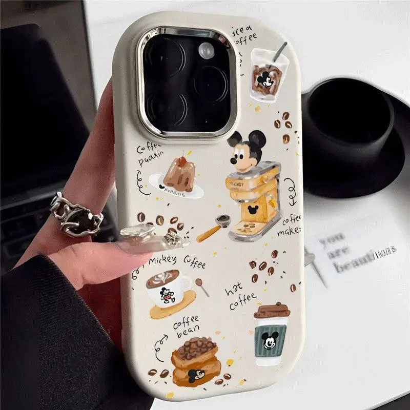 Disneys Mickeys Minnies Mouses Coffee Phone Case For iPhone 15 14 13 12 11 Pro Max XR XS MAX Y2K Cute Silica Gel Back Cover